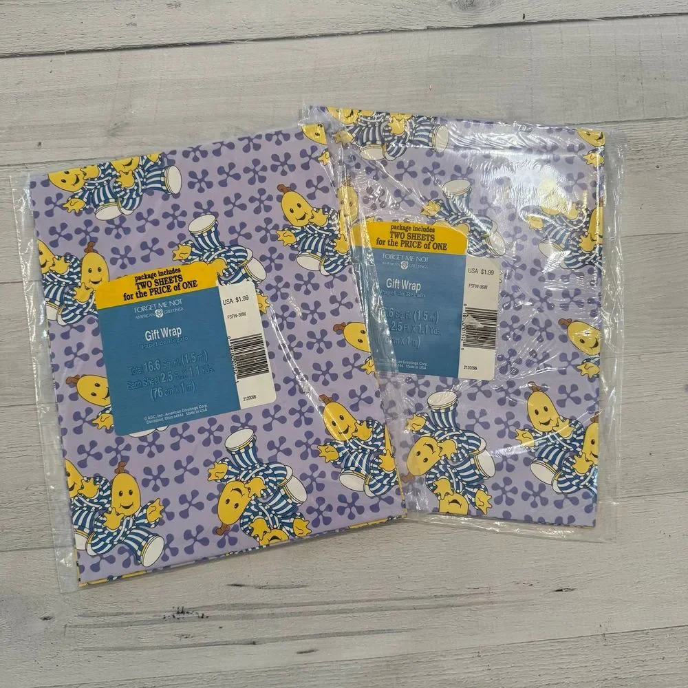 american greetings bananas in pajamas wrapping paper new